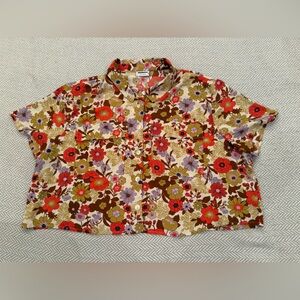 NoisyMay retro floral cropped boxy button up